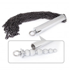 Серебристо-черная металлическая плеть с рукоятью-елочкой - 56 см.