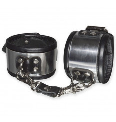 Эффектные серебристо-черные наручники с металлическим блеском