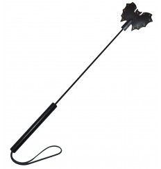 Стек с черным матовым кожаным шлепком в виде летучей мыши - 60 см.