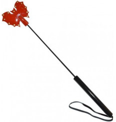 Стек с красным лаковым кожаным шлепком в виде летучей мыши - 60 см.