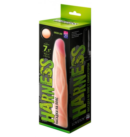 Телесная насадка с венками на Harness с коннектором GREEN LINE - 18 см.