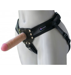 Черный пояс-трусики с двумя насадками  Экзотик-Linda  - 15,5 и 10,5 см.