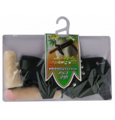 Черный пояс-трусики с двумя насадками  Экзотик-Sara  - 16,5 и 11 см.