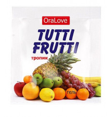 Пробник гель-смазки Tutti-frutti со вкусом тропических фруктов - 4 гр. Пробник гель-смазки Tutti-frutti со вкусом тропических фруктов - 4 гр.