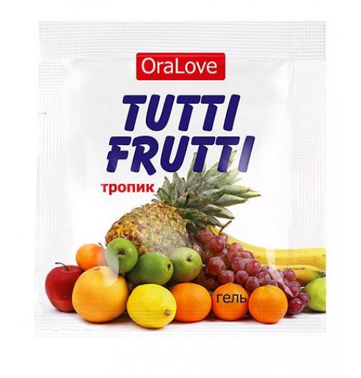 Пробник гель-смазки Tutti-frutti со вкусом тропических фруктов - 4 гр.