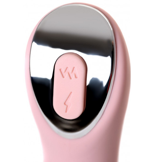 Розовый силиконовый вибратор с электростимуляцией TESLA G-POINT - 21 см.