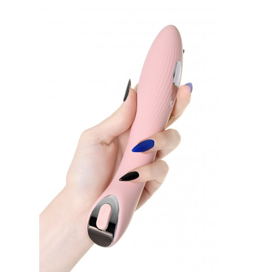 Розовый силиконовый вибратор с электростимуляцией TESLA G-POINT - 21 см.