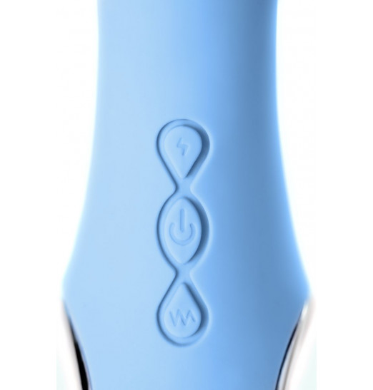 Голубой силиконовый вибратор с электростимуляцией GALVANI VIBE - 21 см.