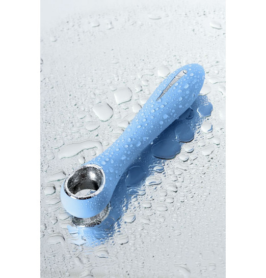 Голубой силиконовый вибратор с электростимуляцией GALVANI VIBE - 21 см.