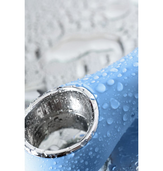 Голубой силиконовый вибратор с электростимуляцией GALVANI VIBE - 21 см.