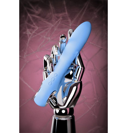 Голубой силиконовый вибратор с электростимуляцией GALVANI VIBE - 21 см.