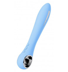 Голубой силиконовый вибратор с электростимуляцией GALVANI VIBE - 21 см.