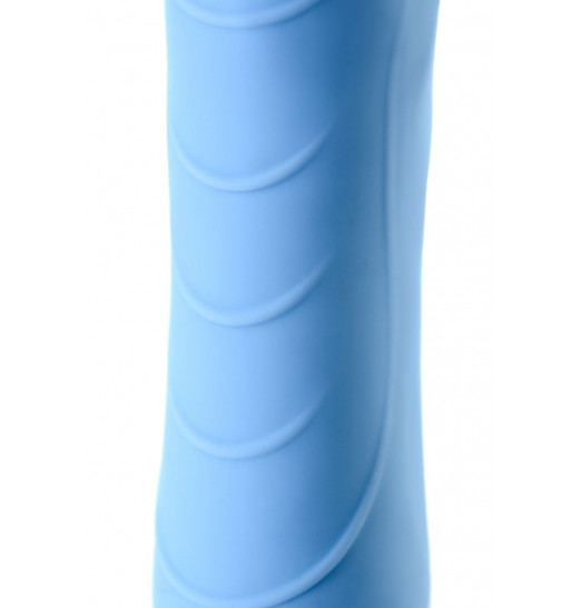 Голубой силиконовый вибратор с функцией нагрева и пульсирующими шариками FAHRENHEIT - 19 см.