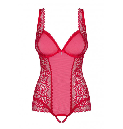 Оригинальное кружевное боди с интимным доступом Rougebelle