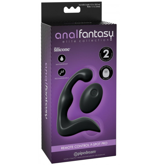 Черный вибромассажер простаты с пультом ДУ Control P-Spot Pro