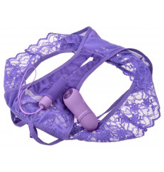 Фиолетовые трусики с вибропулей и пультом Crotchless Panty Thrill-Her