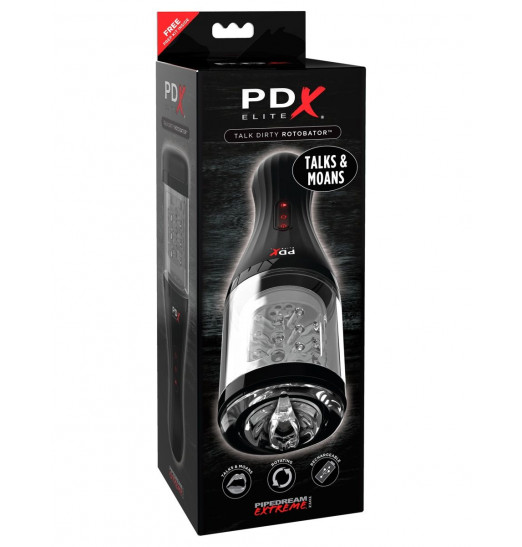 Прозрачный мастурбатор-ротатор с голосовым сопровождением Talk Dirty Rotobator