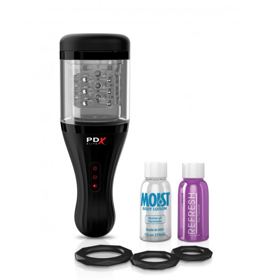 Прозрачный мастурбатор-ротатор с голосовым сопровождением Talk Dirty Rotobator