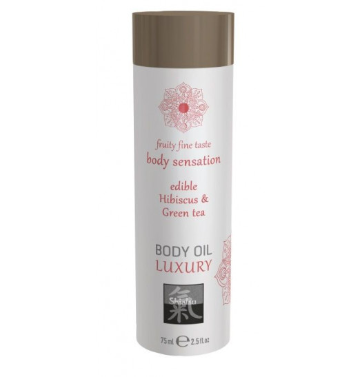 Съедобное массажное масло с ароматом гибискуса и зеленого чая - 75 мл.