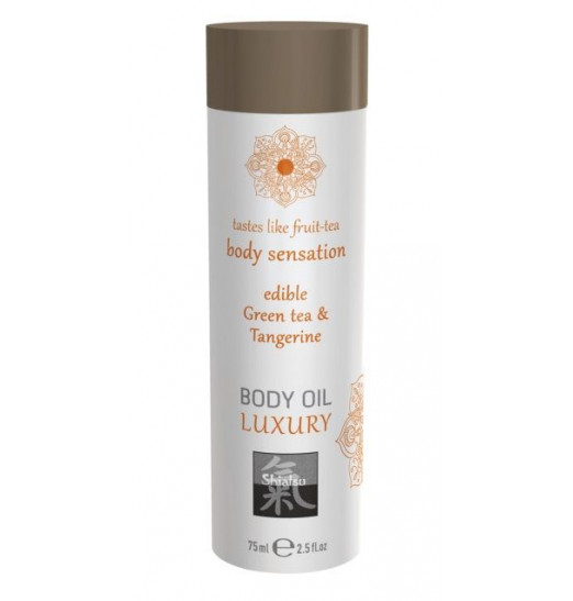 Съедобное массажное масло с ароматом зеленого чая и мандарина - 75 мл.