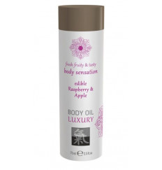 Съедобное массажное масло с ароматом малины и яблока - 75 мл.