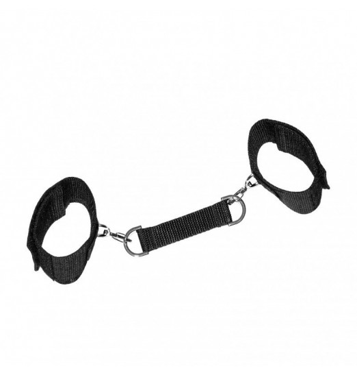 Черные наручники на липучках с креплением на карабинах