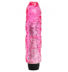 Розовый вибратор-реалистик с венками - 22 см.