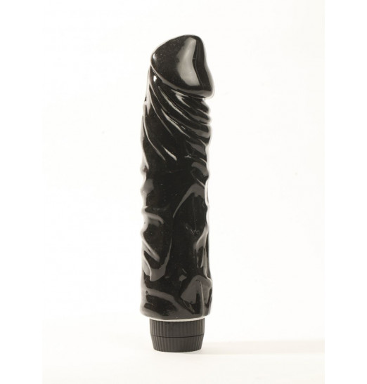 Черный вибратор-реалистик с венками - 22 см.