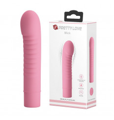 Нежно-розовый мини-вибратор Mick с ребрышками - 13 см.