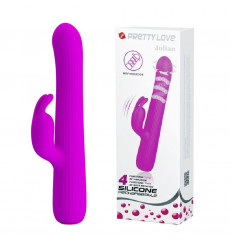 Лиловый вибромассажер Julian с волновой ротацией - 17,8 см.
