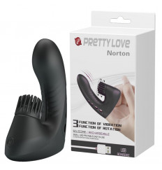 Черная вибронасадка на палец Norton с клиторальной щеточкой