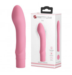 Нежно-розовый вибромассажер Ira с увеличенной загнутой головкой - 15 см.