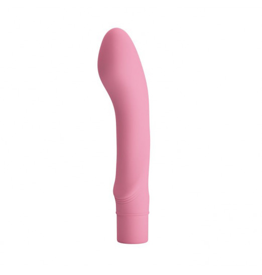Нежно-розовый вибромассажер Ira с увеличенной загнутой головкой - 15 см.