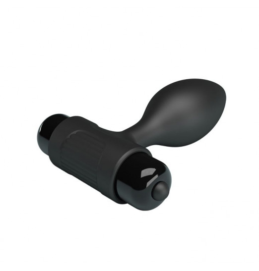 Черная анальная пробка с мощной вибрацией Vibra - 8,6 см.