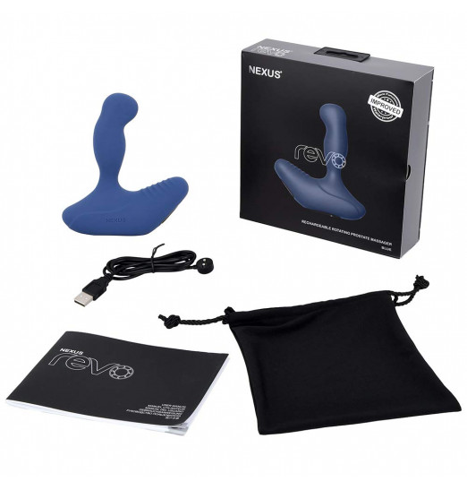 Синий вибромассажер простаты NEXUS REVO 2.0 с вращающейся головкой Синий вибромассажер простаты NEXUS REVO 2.0 с вращающейся головкой