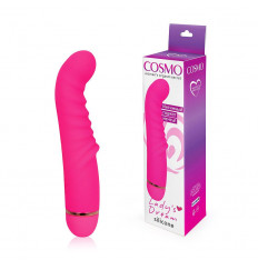 Розовый ребристый вибромассажер для стимуляции точки G - 15 см.