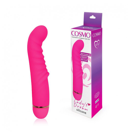 Розовый ребристый вибромассажер для стимуляции точки G - 15 см.