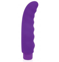 Фиолетовый изогнутый ребристый вибромассажер - 15 см.