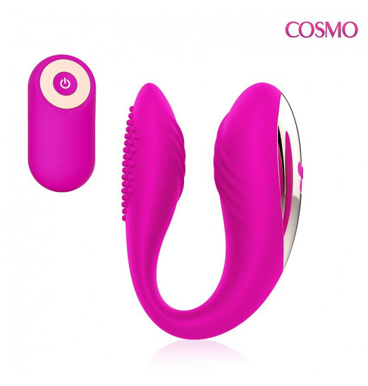 Розовый U-образный вибростимулятор с пультом ДУ