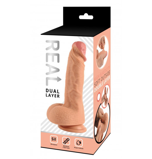 Телесный реалистичный фаллоимитатор Real Dual Layer - 20 см. Телесный реалистичный фаллоимитатор Real Dual Layer - 20 см.