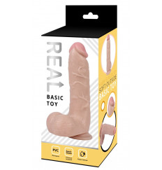 Телесный реалистичный фаллоимитатор с мошонкой Real - 21 см.