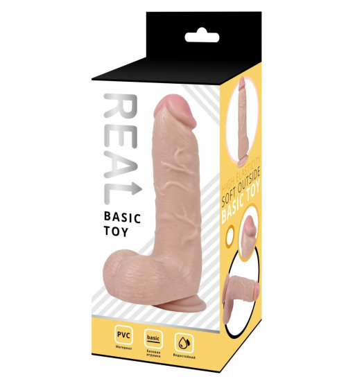 Телесный реалистичный фаллоимитатор с мошонкой Real - 21 см. Телесный реалистичный фаллоимитатор с мошонкой Real - 21 см.