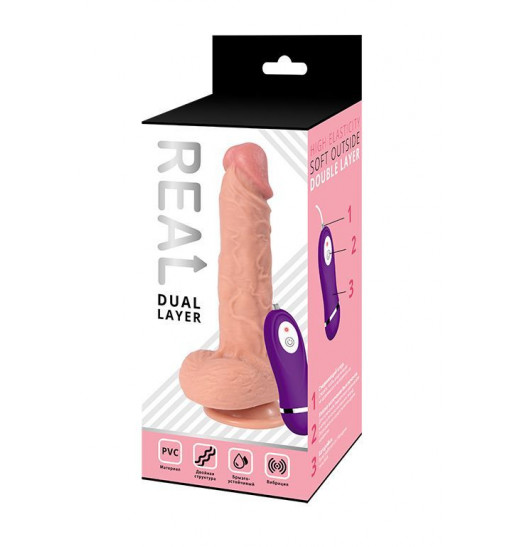 Телесный реалистичный вибратор REAL Dual Layer - 23 см. Телесный реалистичный вибратор REAL Dual Layer - 23 см.