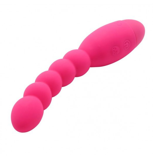 Розовый анальный вибростимулятор-елочка Lovers Beads - 19 см.