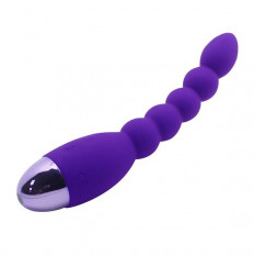 Фиолетовый анальный вибростимулятор Lovers Beads - 19 см.
