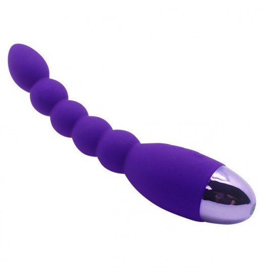 Фиолетовый анальный вибростимулятор Lovers Beads - 19 см.