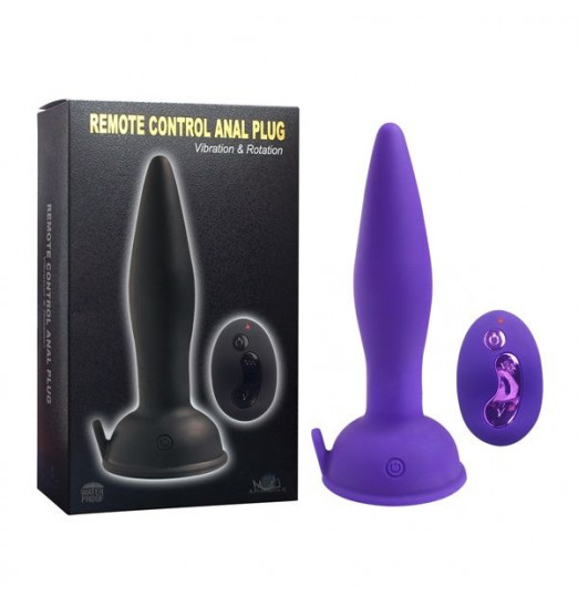 Фиолетовый анальный вибростимулятор Remote Control Anal Plug - 17,5 см.