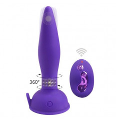 Фиолетовый анальный вибростимулятор Remote Control Anal Plug - 17,5 см.