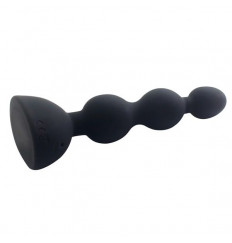Черный анальный вибростимулятор Anal Beads S с пультом ДУ - 14,5 см.