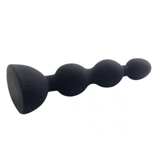 Черный анальный вибростимулятор Anal Beads S с пультом ДУ - 14,5 см.